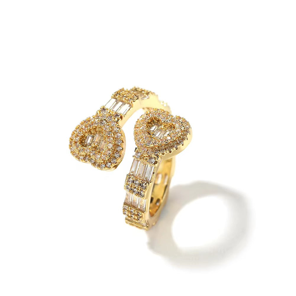 big double heart ring
