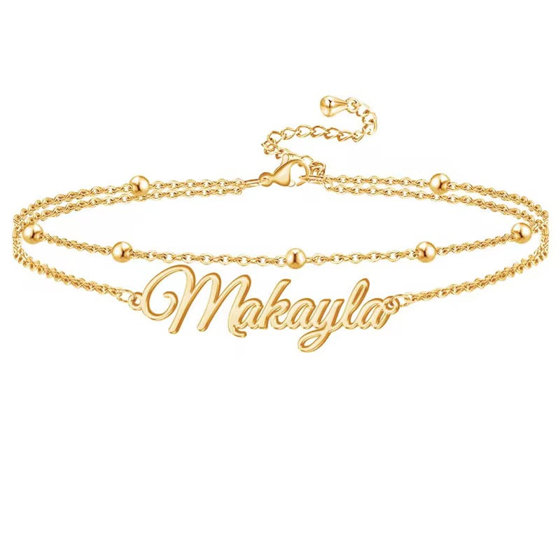 Double Link Name Anklet