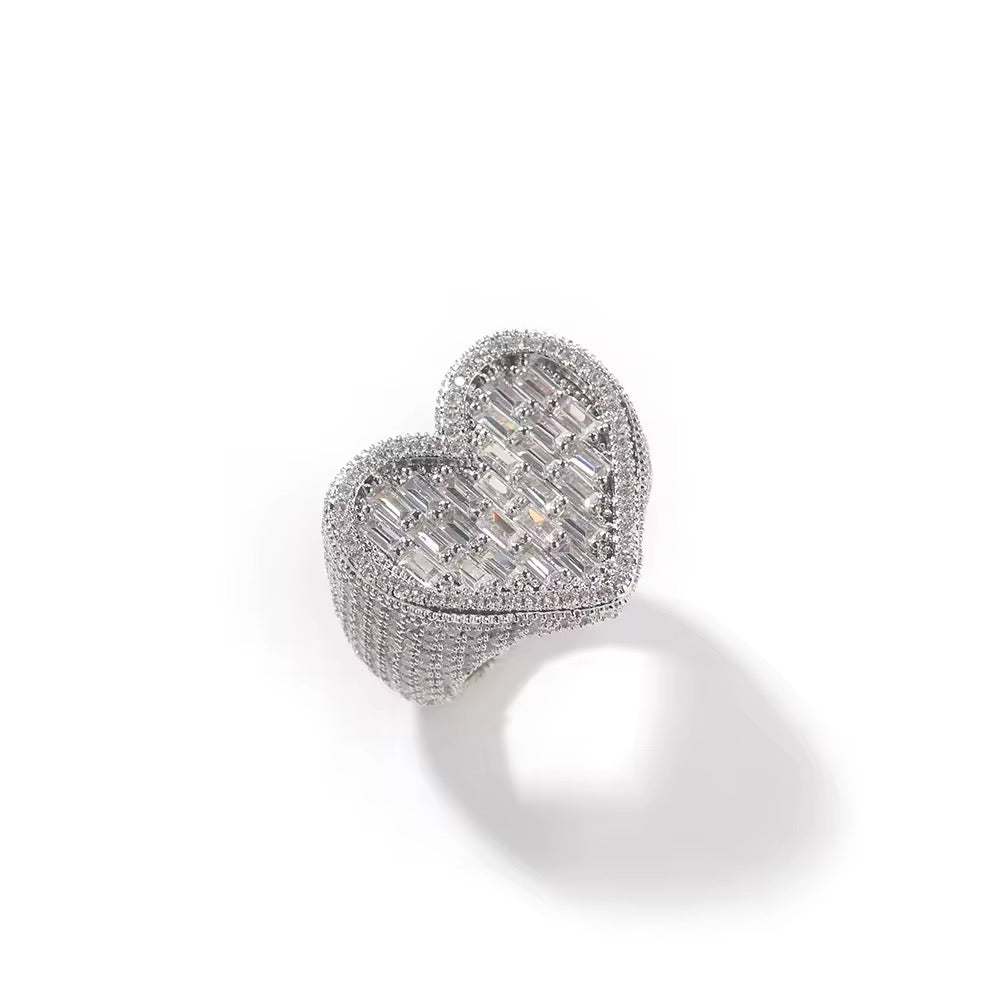 solid baguette heart ring