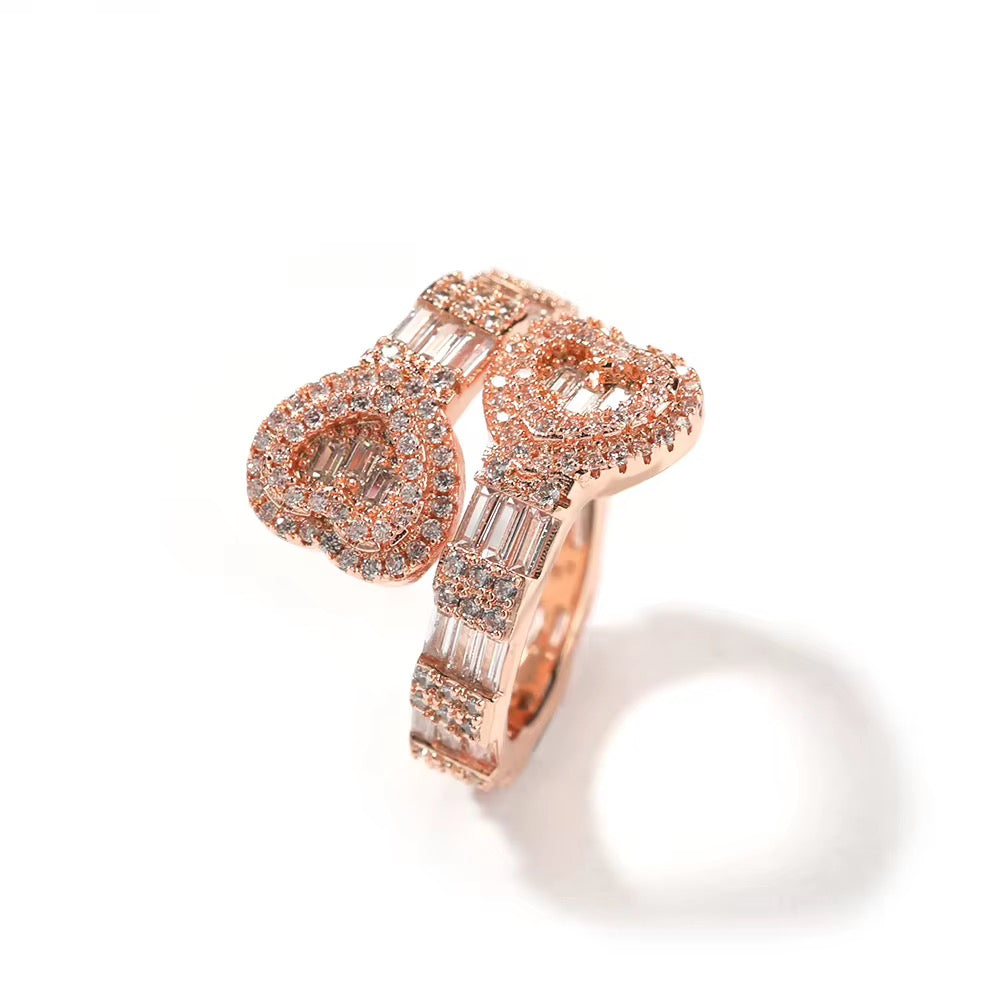 big double heart ring