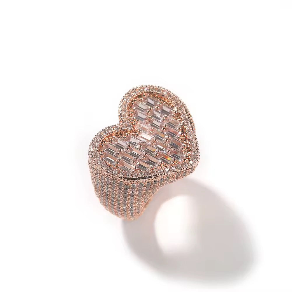 solid baguette heart ring