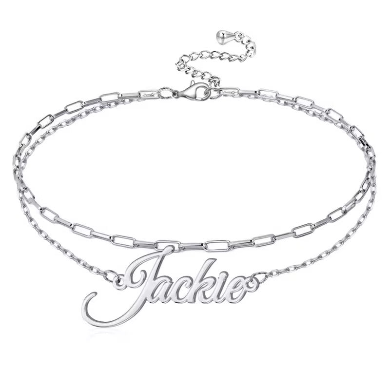 Double Link Name Anklet