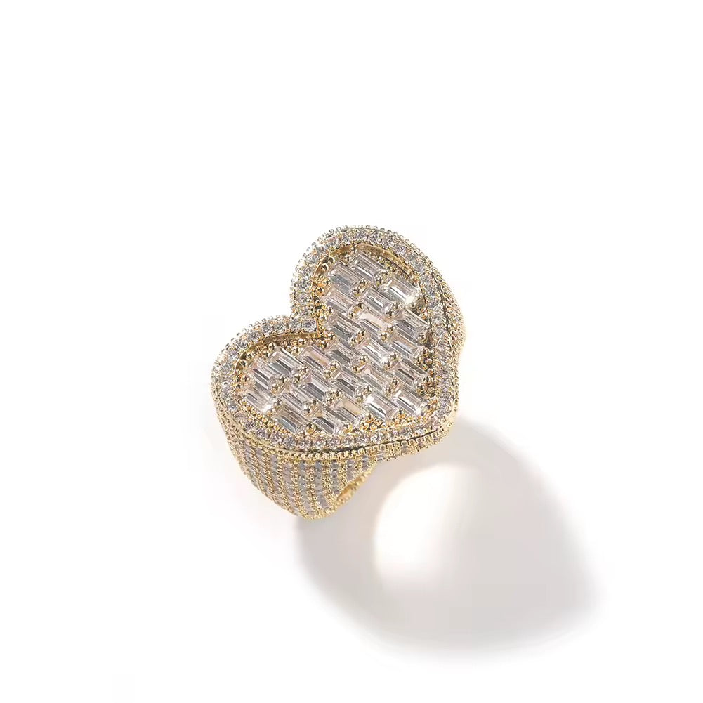 solid baguette heart ring