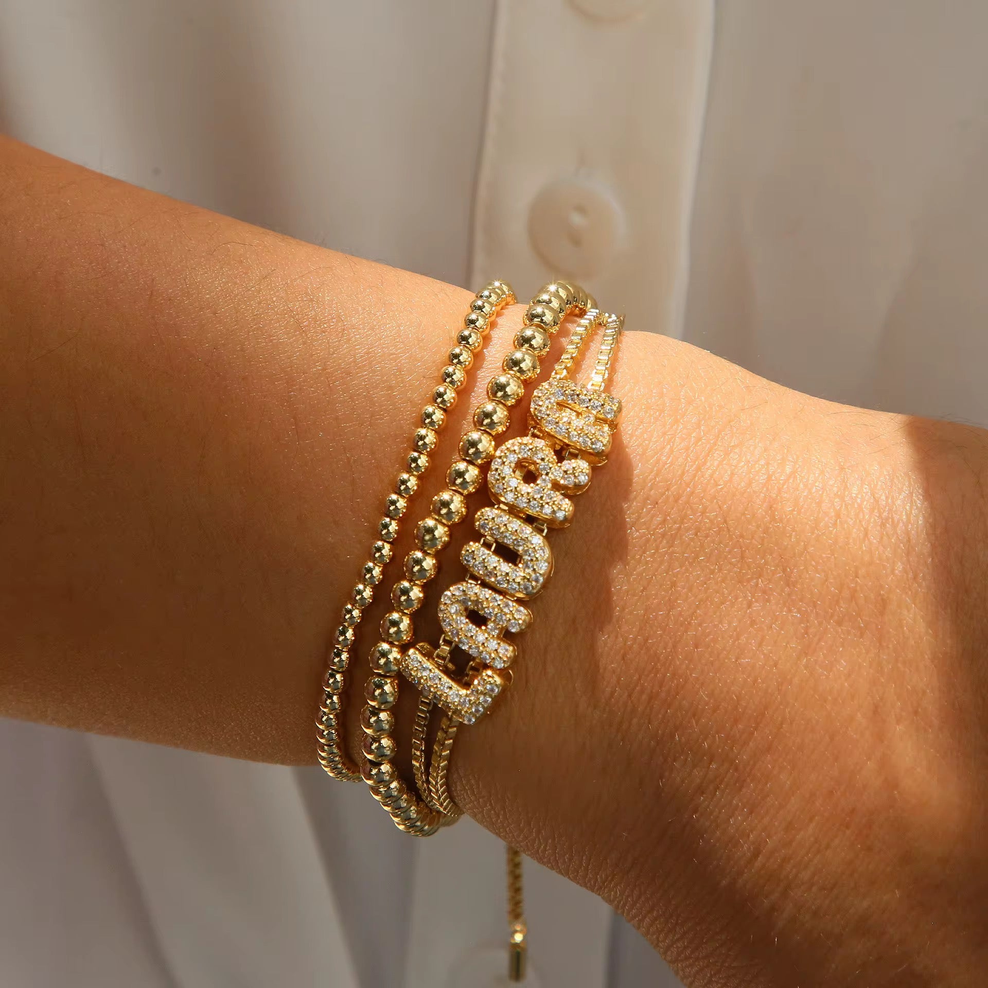 Custom Bubble Letter Bracelet