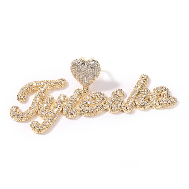 CUSTOM BUBBLE FONT HEART CHAIN