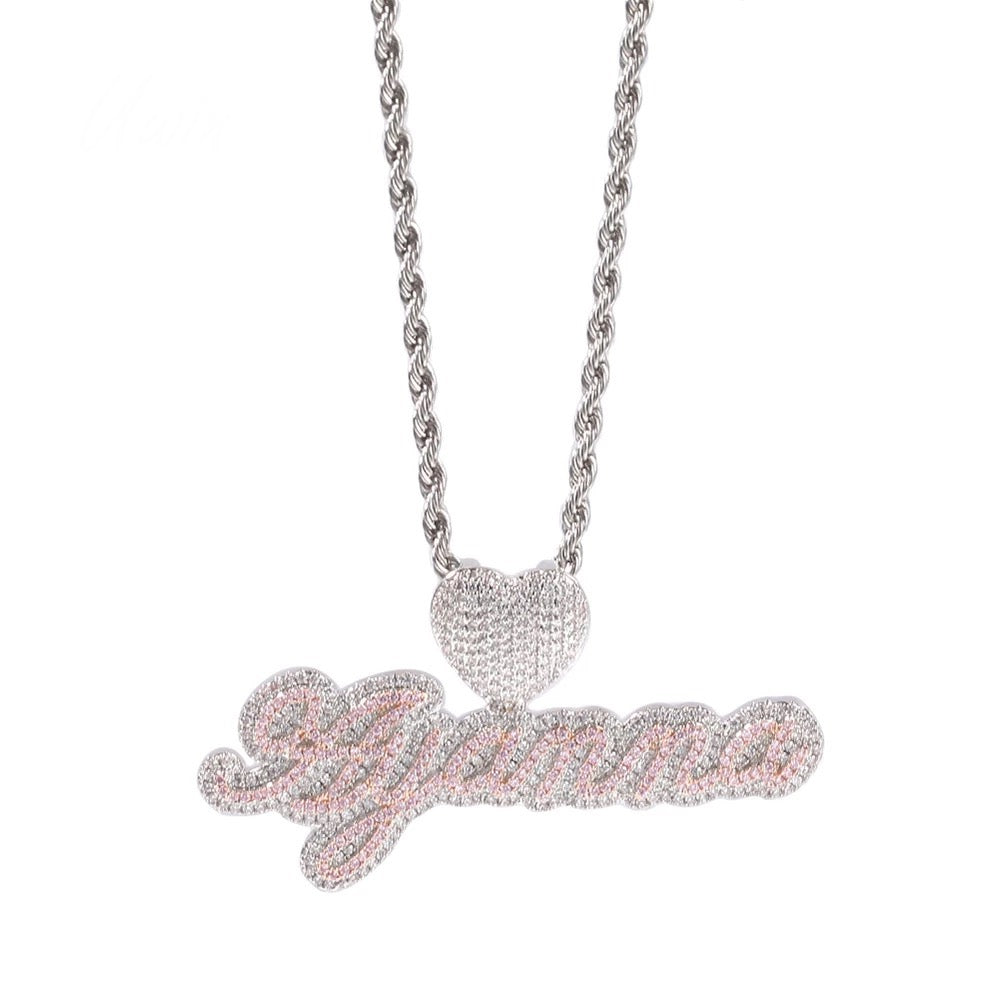 CUSTOM TWO TONE ICY HEART NECKLACE