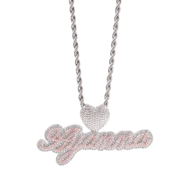 CUSTOM TWO TONE ICY HEART NECKLACE