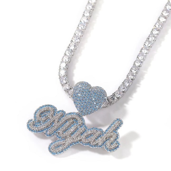 CUSTOM TWO TONE ICY HEART NECKLACE